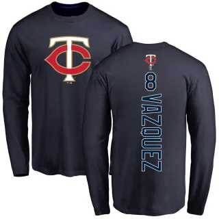 Men's Minnesota Twins Christian Vazquez Navy Backer Long Sleeve T-Shirt