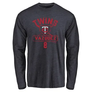 Men's Minnesota Twins Christian Vazquez Navy Base Runner Long Sleeve T-Shirt