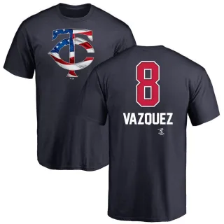 Men's Minnesota Twins Christian Vazquez Navy Name and Number Banner Wave T-Shirt