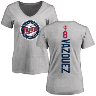 Women's Minnesota Twins Christian Vazquez Ash Backer Slim Fit T-Shirt