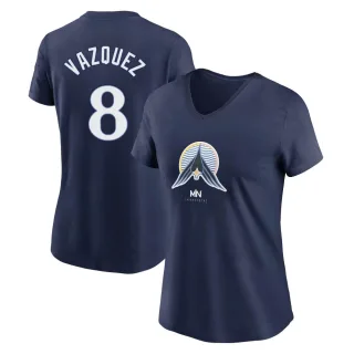 Women's Minnesota Twins Christian Vazquez Navy 2024 City Connect V-Neck T-Shirt