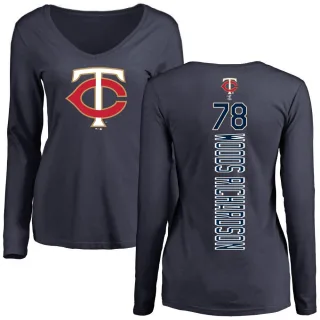 Women's Minnesota Twins Simeon Woods Richardson Navy Backer Slim Fit Long Sleeve T-Shirt