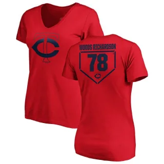 Women's Minnesota Twins Simeon Woods Richardson Red RBI Slim Fit V-Neck T-Shirt